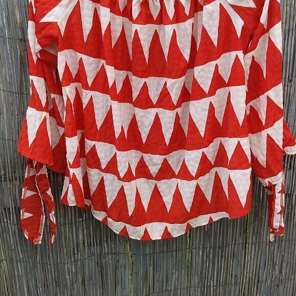 Misska Red & White Off The Shoulder Lightweight Blouse - No Size Tag - Picture 4 of 11